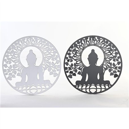 Décoration murale DKD Home Decor Métal Buda Oriental (2 Unités) (40 x 1 x 40 cm)