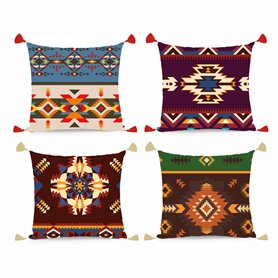 Coussin DKD Home Decor Polyester Multicouleur Ikat (45 x 10 x 45 cm) (4 Unités)