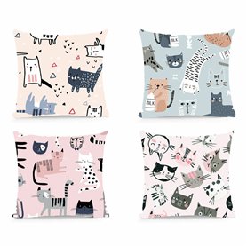 Coussin DKD Home Decor Polyester Multicouleur Microfibre Chats (40 x 10 x 40 cm) (4 Unités)
