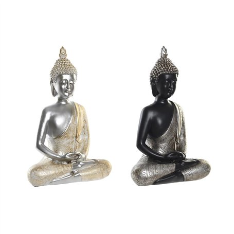 Figurine Décorative DKD Home Decor Argenté Noir Doré Buda Résine Oriental (26 x 15 x 40 cm) (2 Unités)