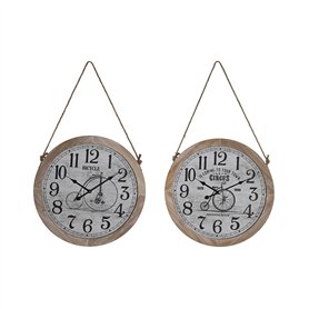 Horloge Murale DKD Home Decor Naturel Bicyclette Corde Blanc Vintage Bois MDF (50 x 4