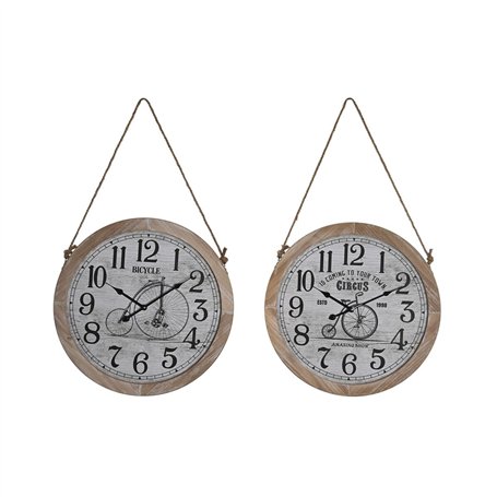 Horloge Murale DKD Home Decor Naturel Bicyclette Corde Blanc Vintage Bois MDF (50 x 4