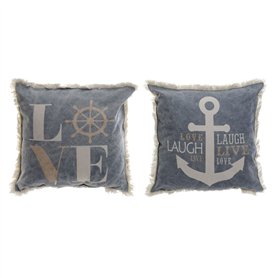 Coussin DKD Home Decor Bleu Blanc Marin Frange (45 x 10 x 45 cm) (2 Unités)