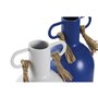 Vase DKD Home Decor Métal Blanc Blue marine (9 x 9 x 19 cm) (2 Unités)