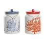 Boîte DKD Home Decor Bleu Corail Fuchsia Blanc Dolomite (2 Unités) (15 x 15 x 22 cm)