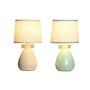 Lampe de bureau DKD Home Decor Tissu Polyester Vert Crème Grès 220 V 40 W (2 Unités) (16 x 16 x 27 cm)
