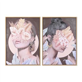 Cadre DKD Home Decor Fleurs Moderne (50 x 3