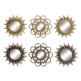 Ensemble de miroirs DKD Home Decor Verre Noir Doré polypropylène (25 x 3 x 25 cm) (2 Unités)