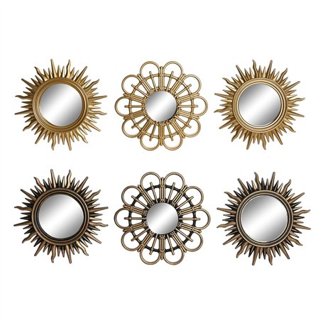 Ensemble de miroirs DKD Home Decor Verre Noir Doré polypropylène (25 x 3 x 25 cm) (2 Unités)