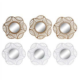Ensemble de miroirs DKD Home Decor Verre Doré Blanc polypropylène (25 x 2 x 25 cm) (2 Unités)