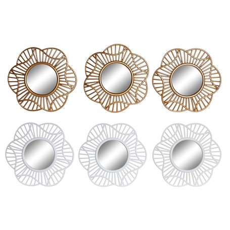 Ensemble de miroirs DKD Home Decor Verre Doré Blanc polypropylène (25 x 2 x 25 cm) (2 Unités)