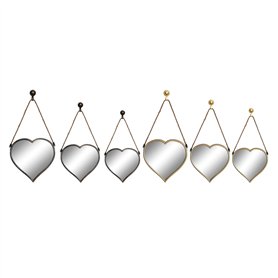 Ensemble de miroirs DKD Home Decor Scandi Verre Noir Doré polypropylène (26 x 3 x 26 cm) (2 Unités)