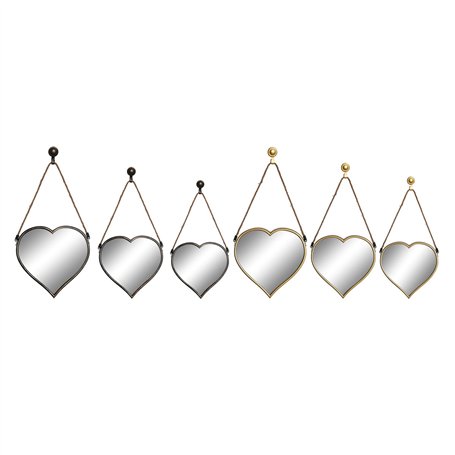 Ensemble de miroirs DKD Home Decor Scandi Verre Noir Doré polypropylène (26 x 3 x 26 cm) (2 Unités)