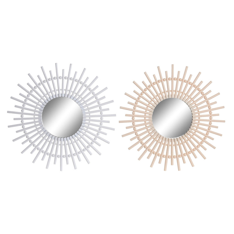 Miroir mural DKD Home Decor Scandi Verre Naturel Blanc polypropylène (50 x 2,5 x 50 cm) (2 Unités)