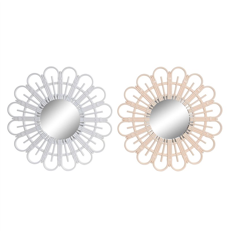 Miroir mural DKD Home Decor Scandi Verre Naturel Blanc polypropylène (50 x 2,5 x 50 cm) (2 Unités)