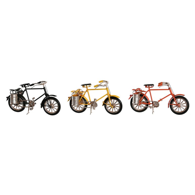 Figurine Décorative DKD Home Decor Jaune Noir Orange Bicyclette Vintage 16,5 x 5,5 x 9 cm (3 Unités)