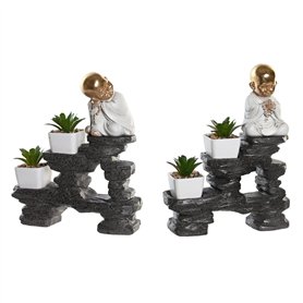 Figurine Décorative DKD Home Decor Noir Doré Blanc Résine Moine Oriental (21 x 7