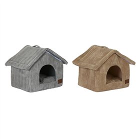 Lit pour animal domestique DKD Home Decor 40 x 33 x 38 cm 48 x 37 x 40 cm Gris Camel Aluminium 2 Unités