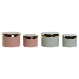 Boîte à bijoux DKD Home Decor Vert Corail Fer 13 x 13 x 9 cm (2 Pièces) (2 Unités)