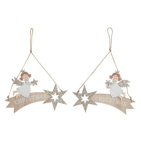 Décoration Suspendue DKD Home Decor Blanc Doré Bois 22