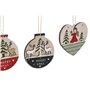 Décoration Suspendue DKD Home Decor Rouge Rose Bois 23 x 1,5 x 9 cm (6 Pièces) (4 Unités)