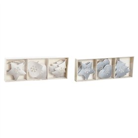 Décoration Suspendue DKD Home Decor Blanc Gris Métal 7 x 2 x 7 cm (6 Pièces) (2 Unités)