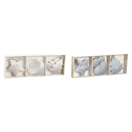 Décoration Suspendue DKD Home Decor Blanc Gris Métal 7 x 2 x 7 cm (6 Pièces) (2 Unités)