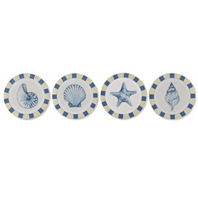 Décoration murale Home ESPRIT Bleu Blanc méditerranéen 30 x 3 x 30 cm (4 Unités)