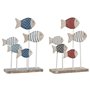 Figurine Décorative Home ESPRIT Bleu Blanc Rouge Poissons 17 x 6 x 25 cm (2 Unités)