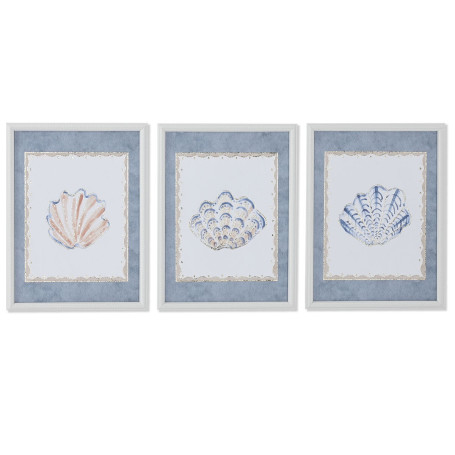 Cadre Home ESPRIT Bleu Crème 30 x 3 x 40 cm (3 Unités)
