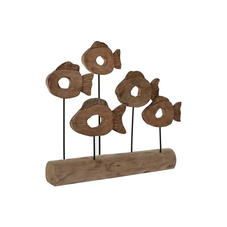 Figurine Décorative Home ESPRIT Noir Naturel Poissons 61