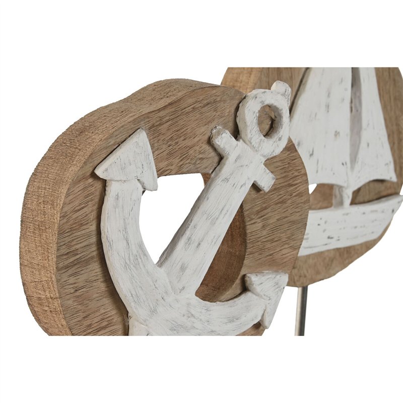 Image secondaire de Figurine Décorative Home ESPRIT Blanc Naturel Ancre Bateau méditerranéen 19 x 10 x 38 cm (2 Unités)