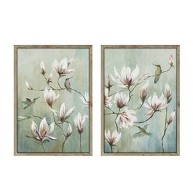 Cadre Home ESPRIT Bleu Blanc Fleurs Oriental 50 x 2