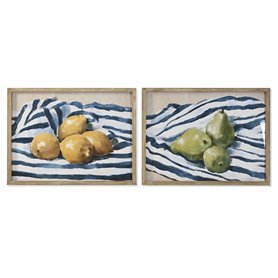 Cadre Home ESPRIT Jaune Bleu Blanc Vert Fruits méditerranéen 60 x 2