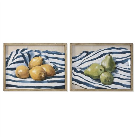 Cadre Home ESPRIT Jaune Bleu Blanc Vert Fruits méditerranéen 60 x 2