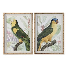 Cadre Home ESPRIT Jaune Vert Perroquet Tropical 50 x 2