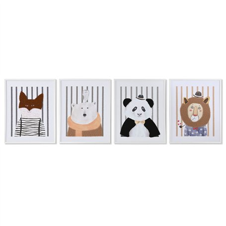Cadre Home ESPRIT Blanc Gris Enfant animaux 40 x 1
