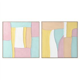 Cadre Home ESPRIT Blanc Rose Turquoise Abstrait Urbaine 102 x 4