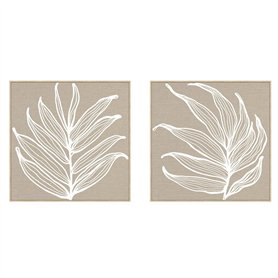 Cadre Home ESPRIT Blanc Naturel Feuille d'une plante Scandinave 83 x 4