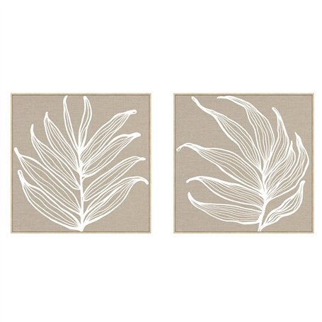 Cadre Home ESPRIT Blanc Naturel Feuille d'une plante Scandinave 83 x 4