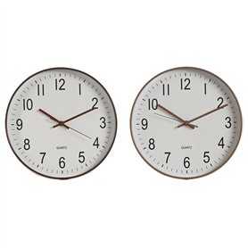 Horloge Murale Home ESPRIT Blanc Marron Naturel PVC 30 x 4 x 30 cm (2 Unités)
