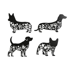 Décoration murale Home ESPRIT Noir Chien 40 x 1 x 33 cm (4 Unités)
