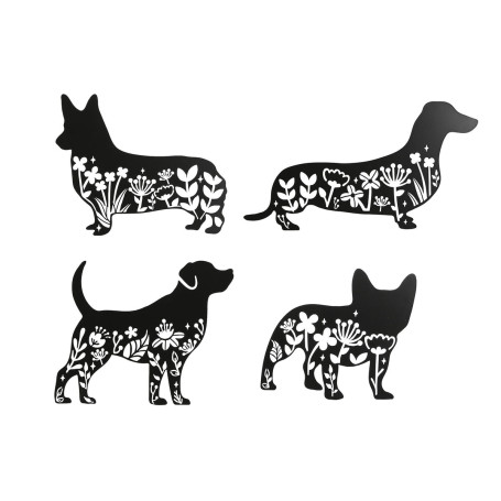Décoration murale Home ESPRIT Noir Chien 40 x 1 x 33 cm (4 Unités)
