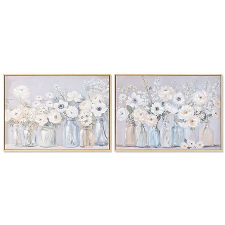 Cadre Home ESPRIT Bleu Blanc Vert Beige Vase Shabby Chic 70 x 3