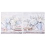 Cadre Home ESPRIT Bleu Gris Shabby Chic Hortensia 60 x 3 x 60 cm (2 Unités)