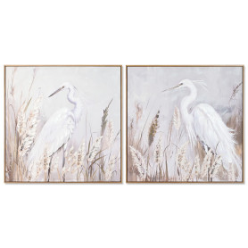 Cadre Home ESPRIT Blanc Beige Gris Oiseau Oriental 80 x 3