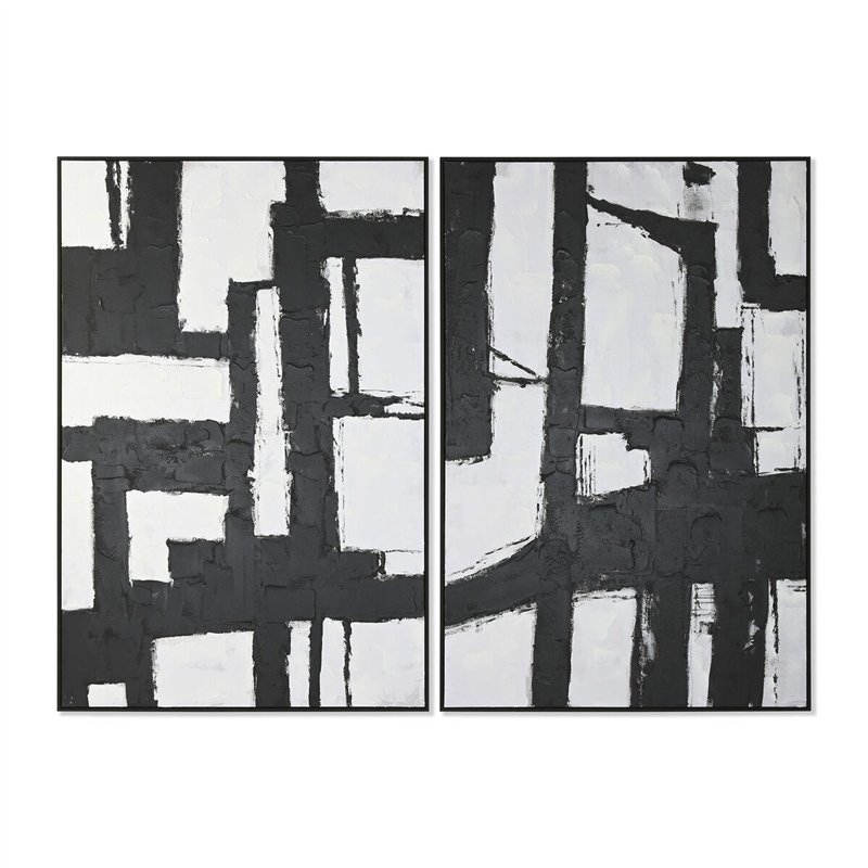 Cadre Home ESPRIT Blanc Noir Abstrait 123 x 4,3 x 183 cm (2 Unités)