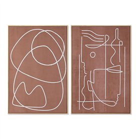 Cadre Home ESPRIT Beige Terre cuite Abstrait 83 x 4