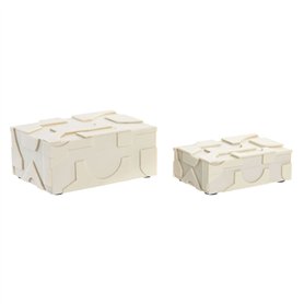 Boîte à bijoux Home ESPRIT Blanc Résine Os 18 x 13 x 7