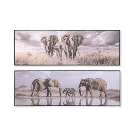 Cadre Home ESPRIT Beige Gris Eléphant Colonial Paillettes 150 x 4 x 50 cm (2 Unités)